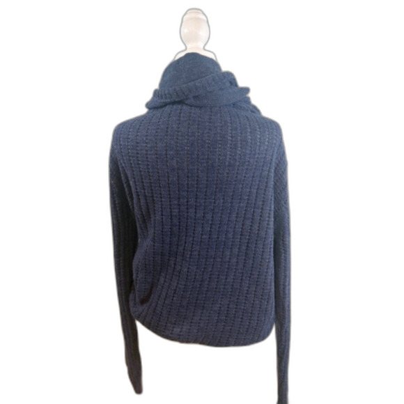 Autumn Cashmere Cowl Neck Sweater XL Wool Cashmere Blend Blue Luxury Knit - Picture 8 of 10